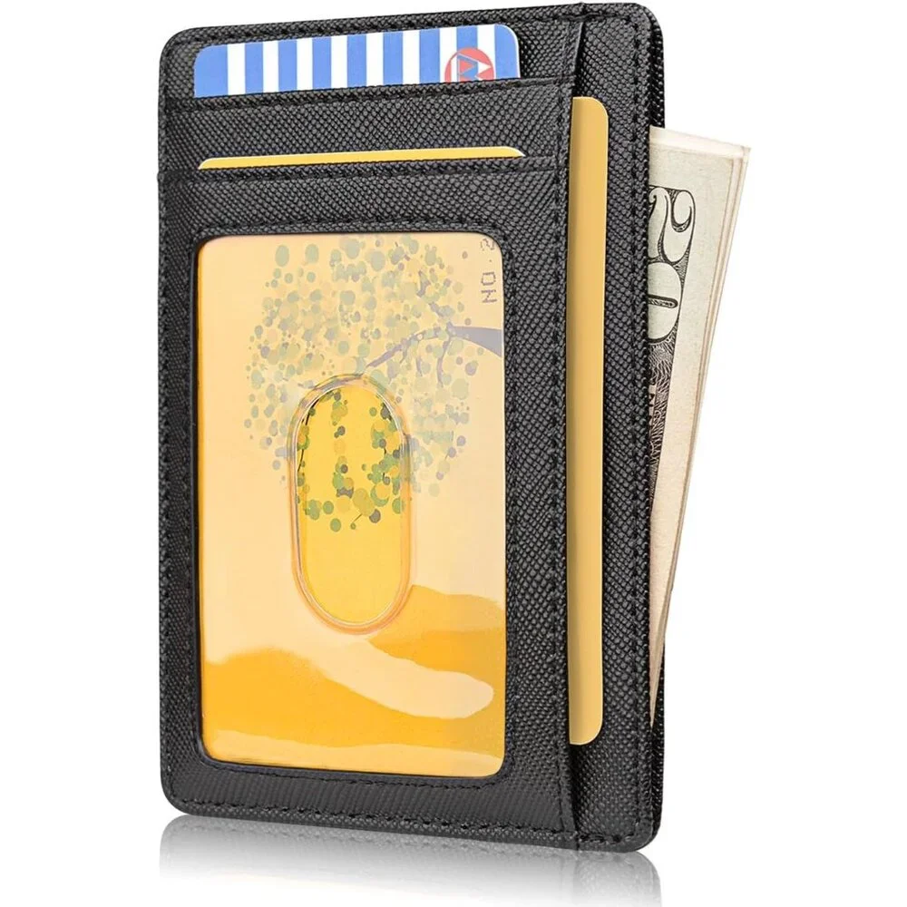 Slim Minimalist Front Pocket RFID Blocking Leather Wallets for Men
